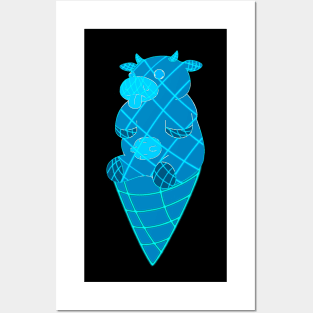 Sim-Moo-Lation  - Cyan - CowLick Posters and Art